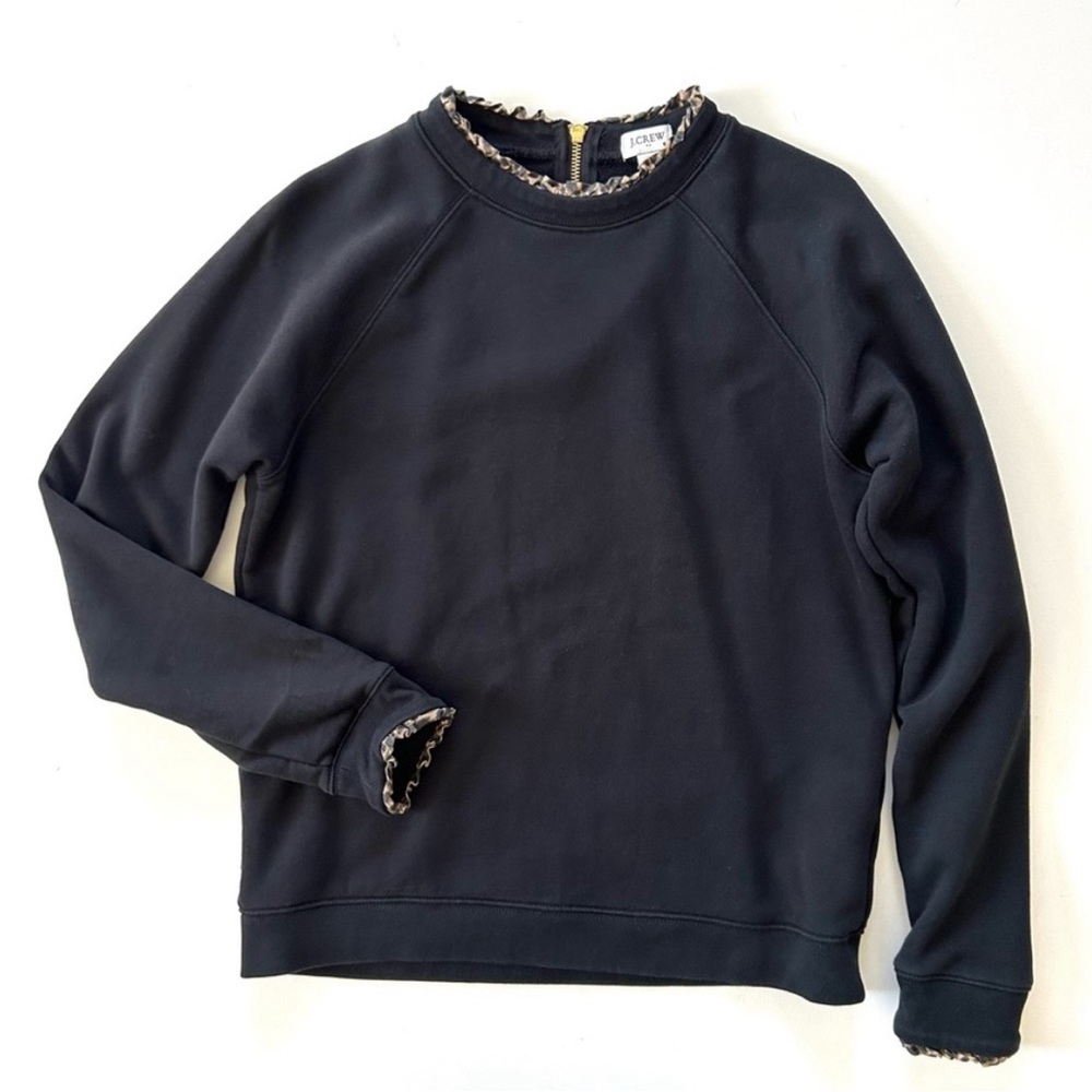 J. Crew Black Sweater Cheetah Print